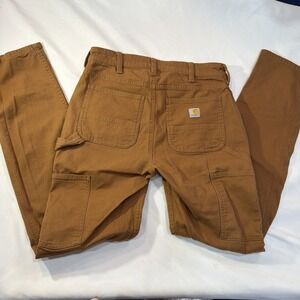 Carhartt Woman Cargo Knee Brown Carpenter Pants Size 2 Dungree Fit 30 Inseam539